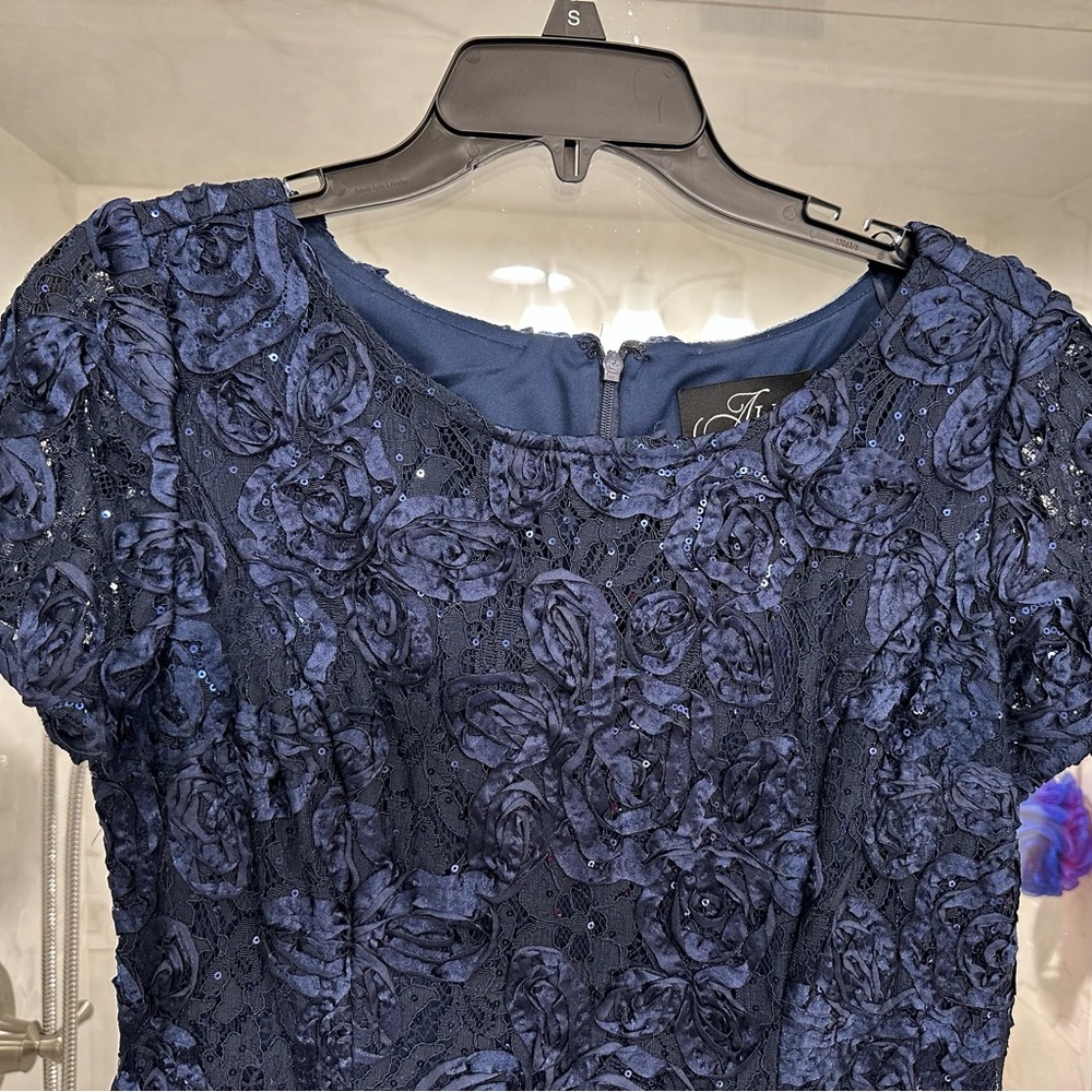 Alex Evenings Navy Blue Lace Dress
